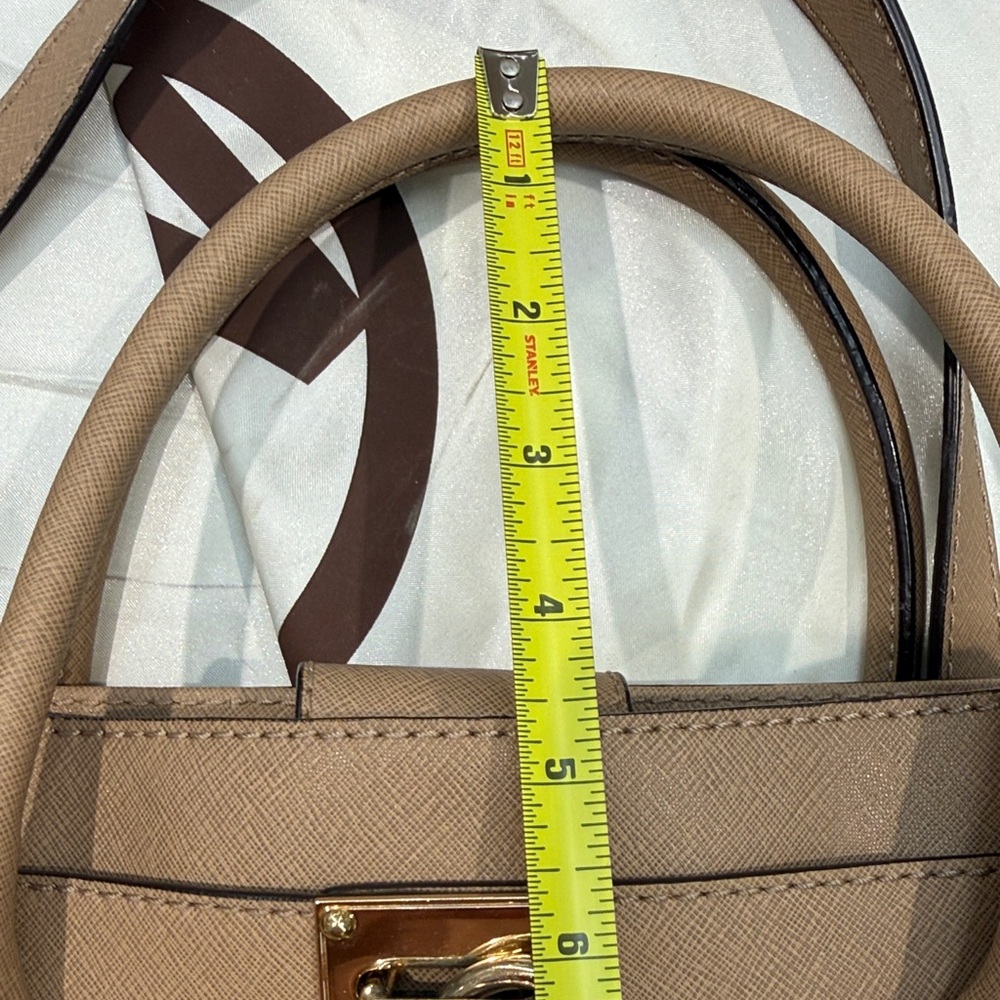 Michael Kors Saffiano Leather Satchel in Taupe - Picture 13 of 14